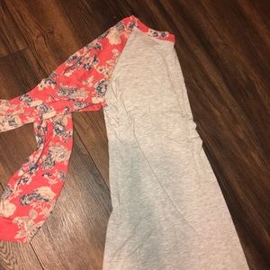 Grey and floral baseball top